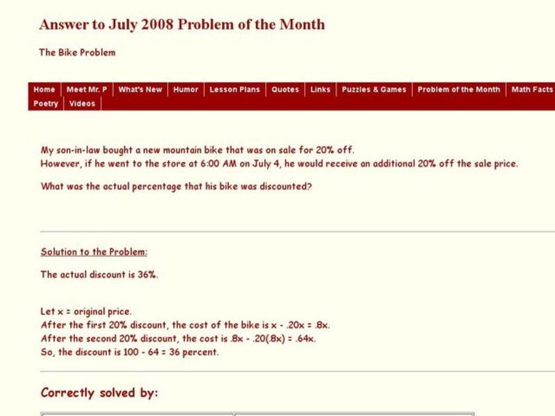 The Bike Problem Worksheet