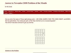 Enter the Names of the Playing Cards Into the Grid Worksheet