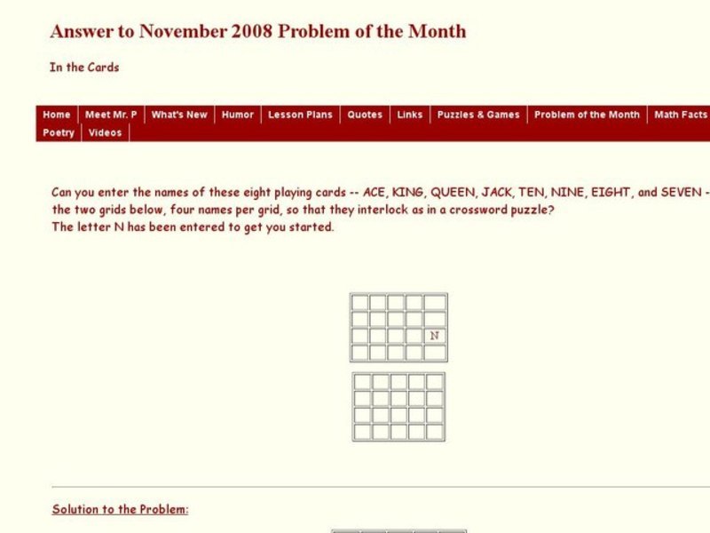 Enter the Names of the Playing Cards Into the Grid Worksheet