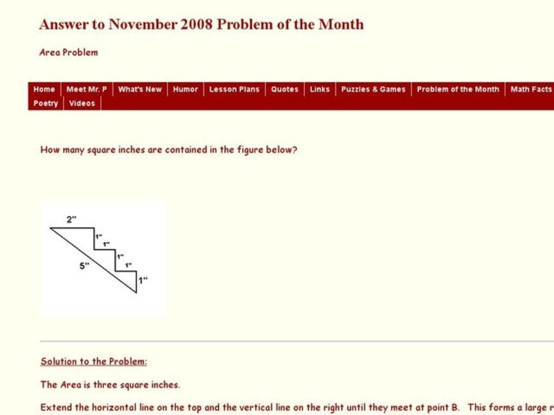 Area Problem Worksheet