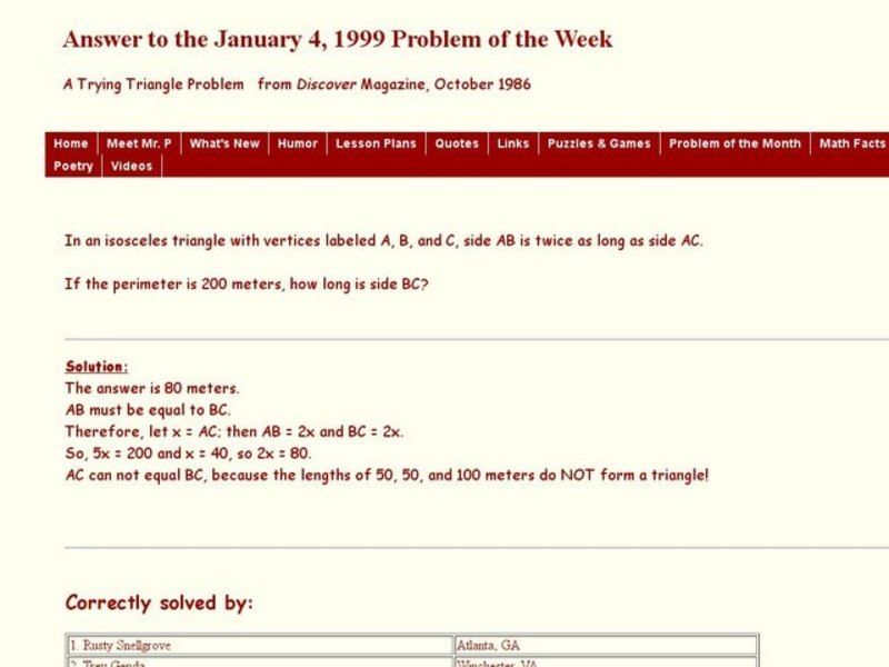 A Trying Triangle Problem Interactive