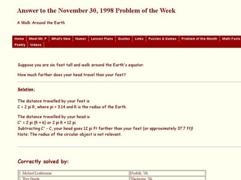 A Walk Around the Earth Worksheet