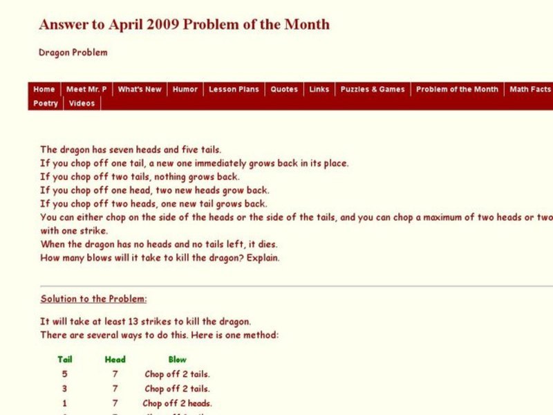 Dragon Problem Worksheet