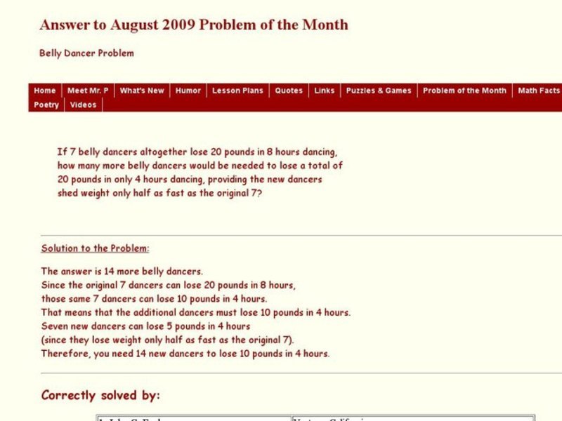 Belly Dancer Problem Worksheet