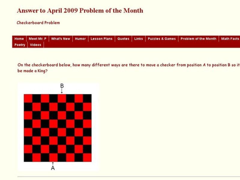 Checkerboard Problem Worksheet