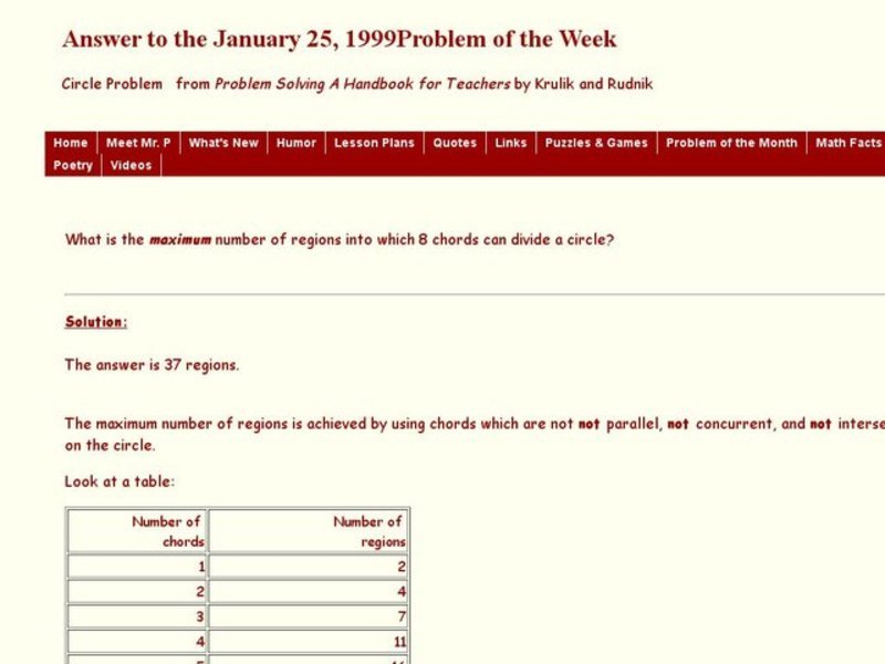 Circle Problem Worksheet