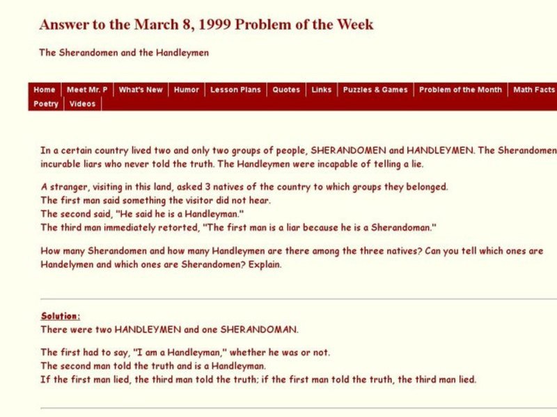 The Sherandomen and the Handleyman Worksheet