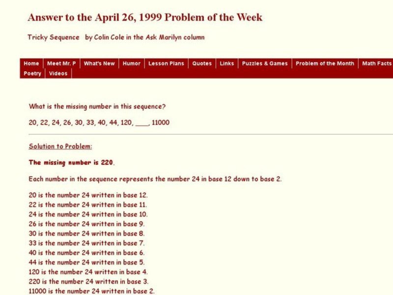 Tricky Sequence Worksheet