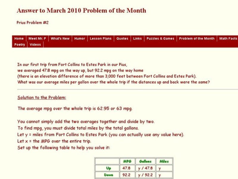 Prius Problem #2 Worksheet