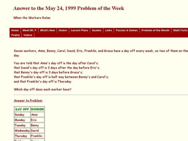 When the Workers Relax Worksheet