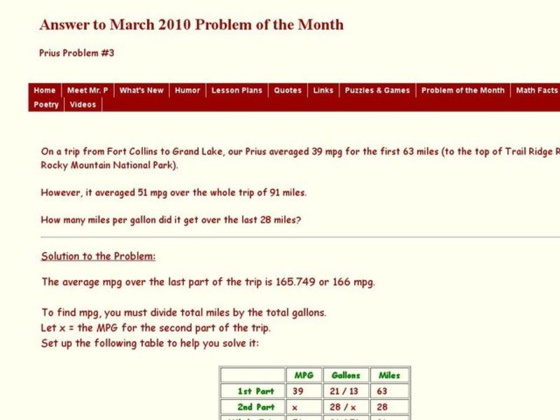 Prius Problem #3 Worksheet