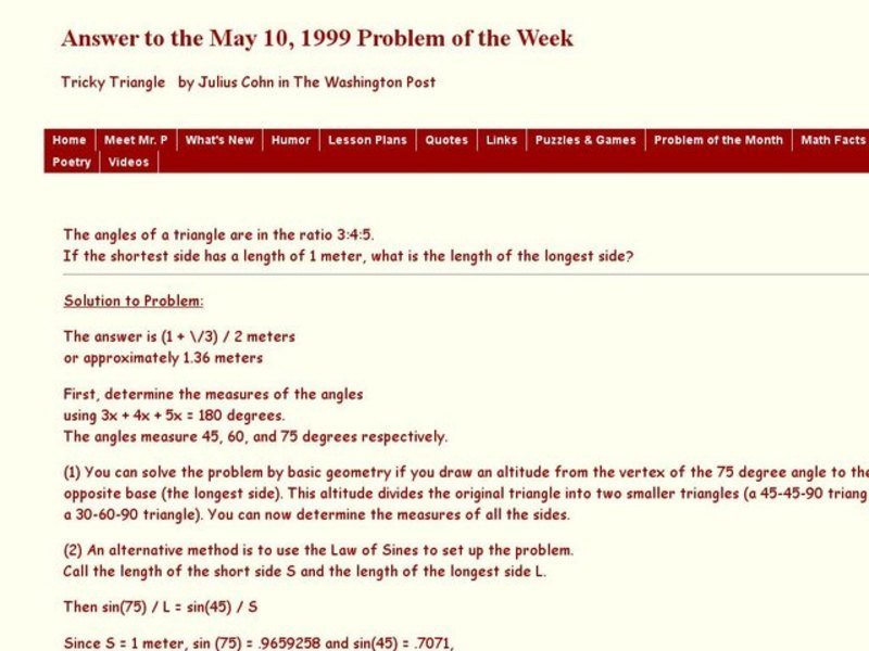 Tricky Triangle Worksheet