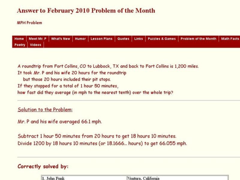 MHP Problems Worksheet