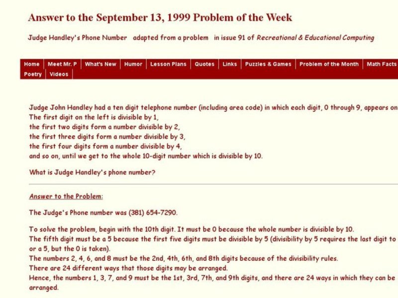 Judge Handley's Phone Number Worksheet