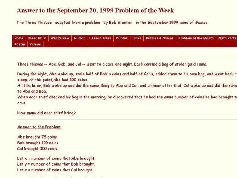 The Three Thieves Worksheet