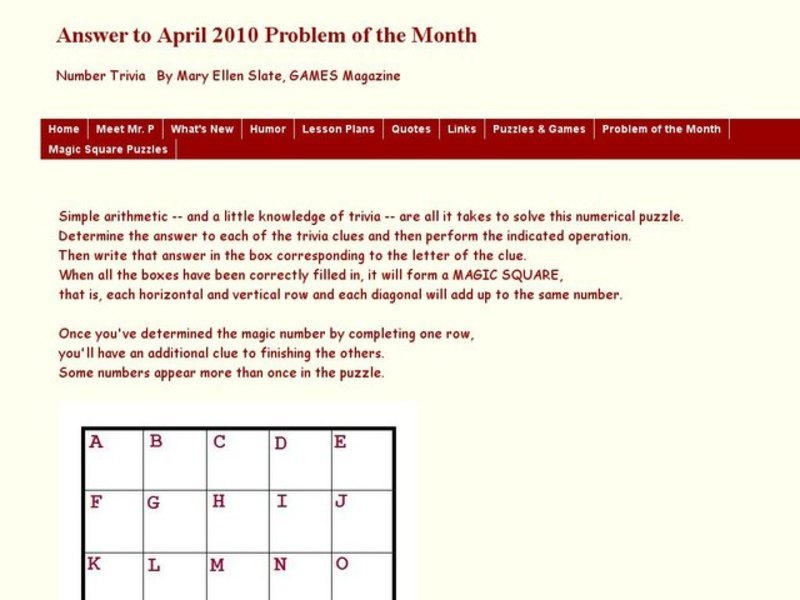 Number Trivia Worksheet