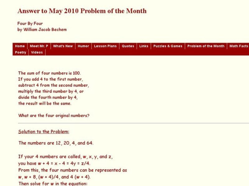 Problem Solving Using Algebraic Equations Worksheet