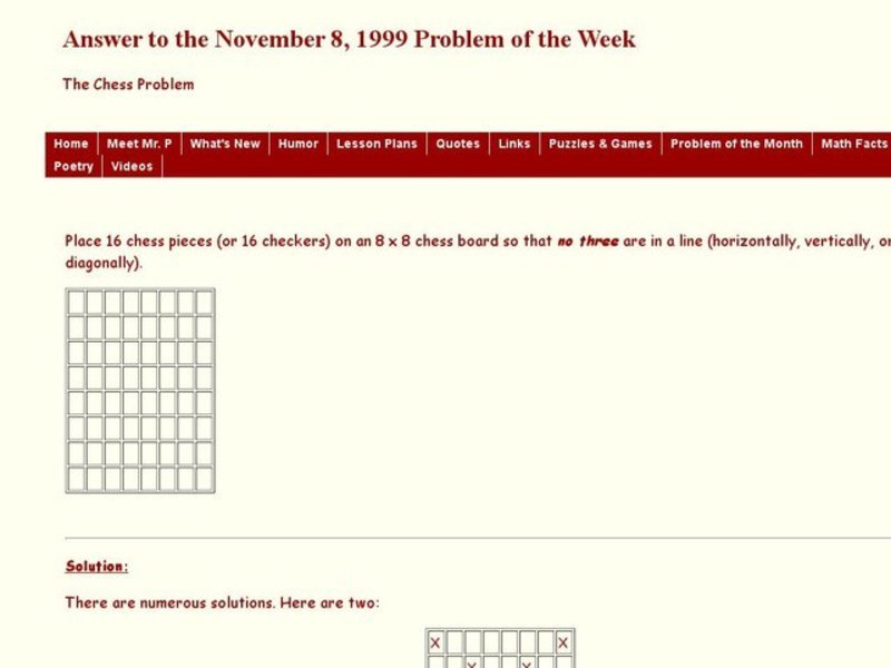 The Chess Problem Worksheet
