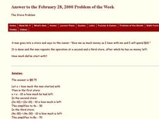 The Store Problem Worksheet