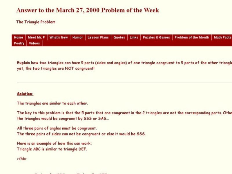 The Triangles Problem Worksheet