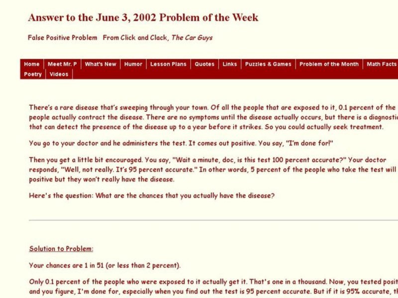 False Positive Problems Worksheet