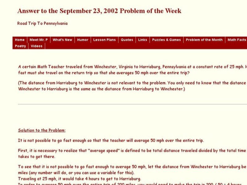 Road Trip to Pennsylvania Worksheet