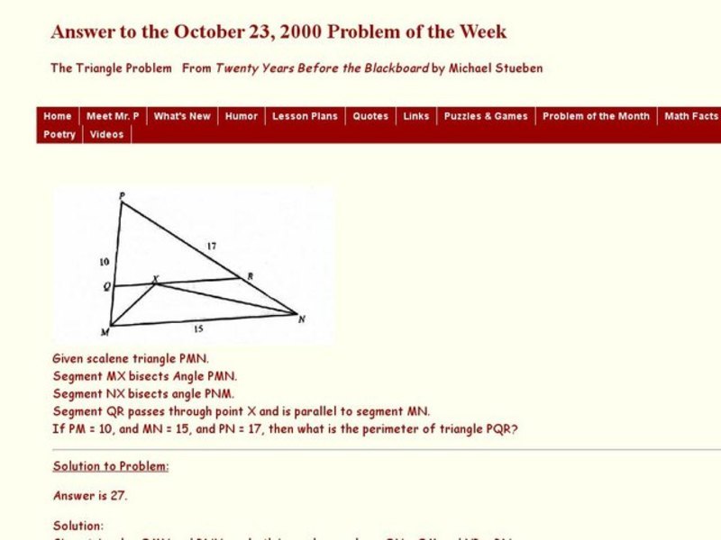 The Triangle Problem Worksheet