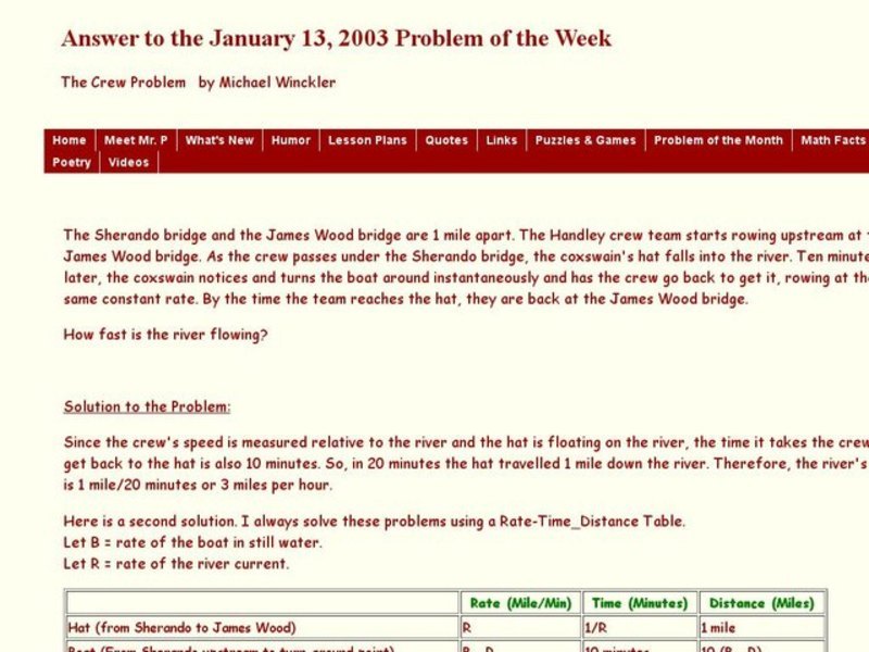 The Crew Problem Worksheet