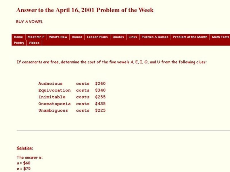 Buy a Vowel Worksheet