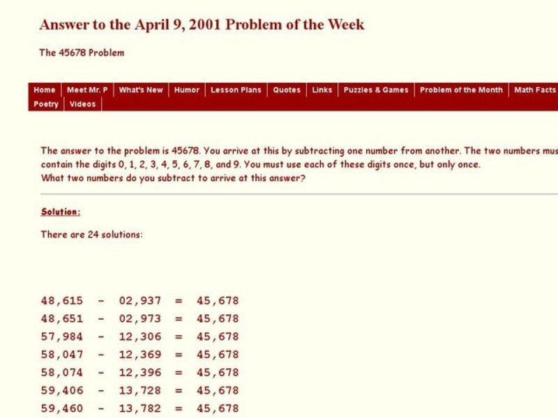 The 45678 Problem Worksheet