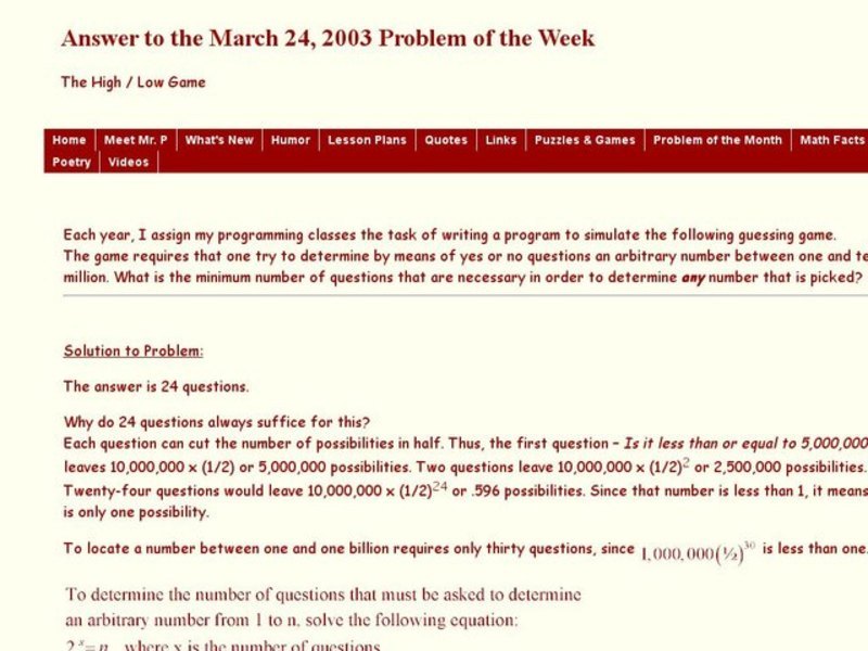 The Minimum Number of Guesses Necessary Interactive