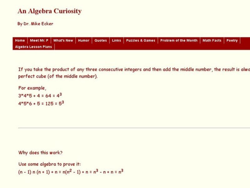 An Algebra Curiosity Worksheet