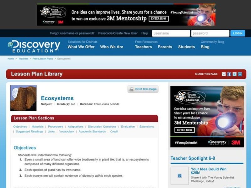 Ecosystems Lesson Plan