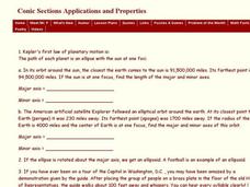 Conic Sections Applications and Properties Worksheet
