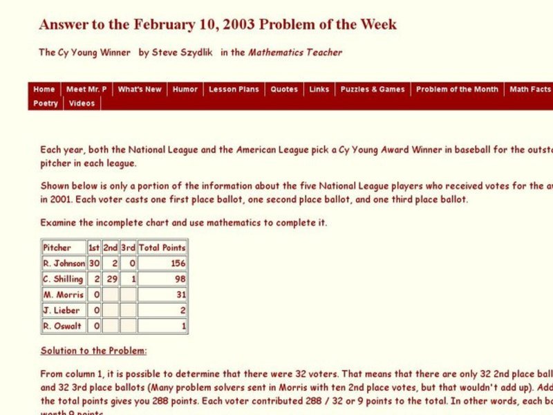 The Cy Young Winner Worksheet