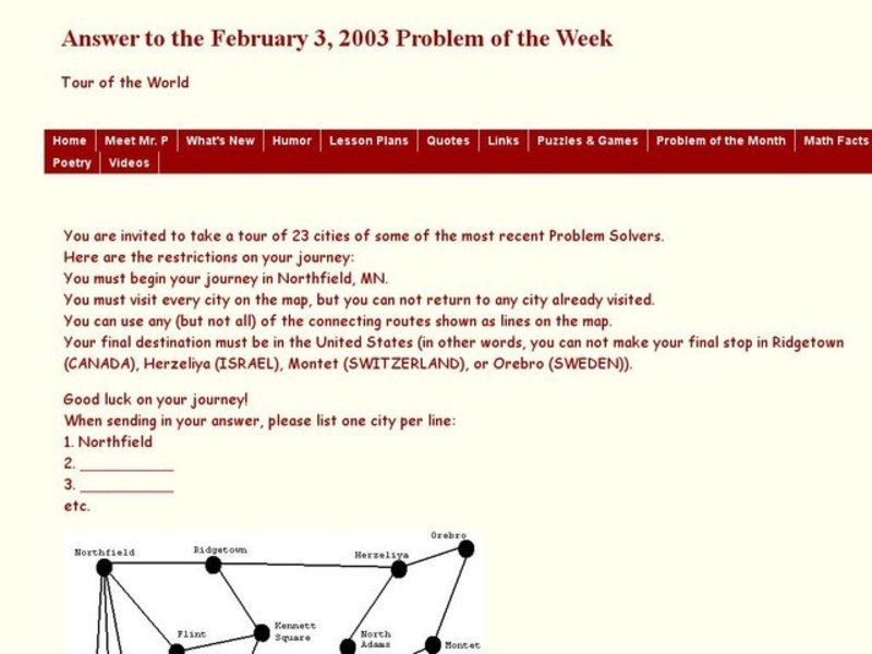 Tour of the World Worksheet