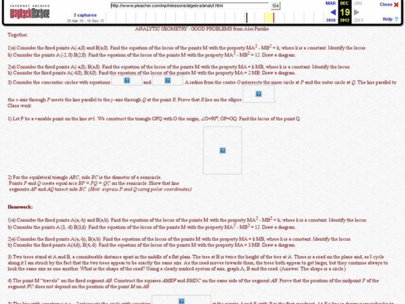Analytic Geometry-Good Problems from Alex Pintilie Worksheet