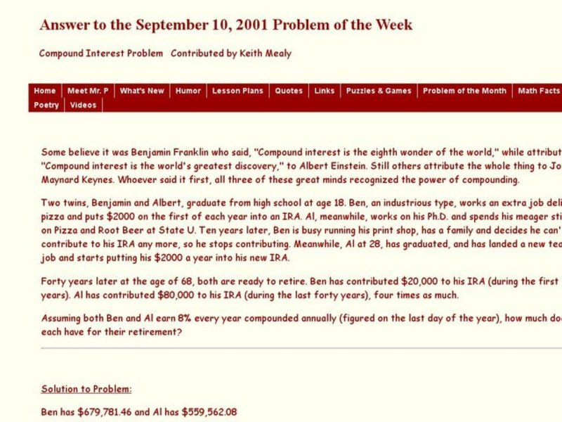 Compound Interest Problem Worksheet