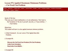 Applied Maximum Minimum Problems Lesson Plan