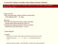 Volumes of Solids and Revolution Lesson Plan