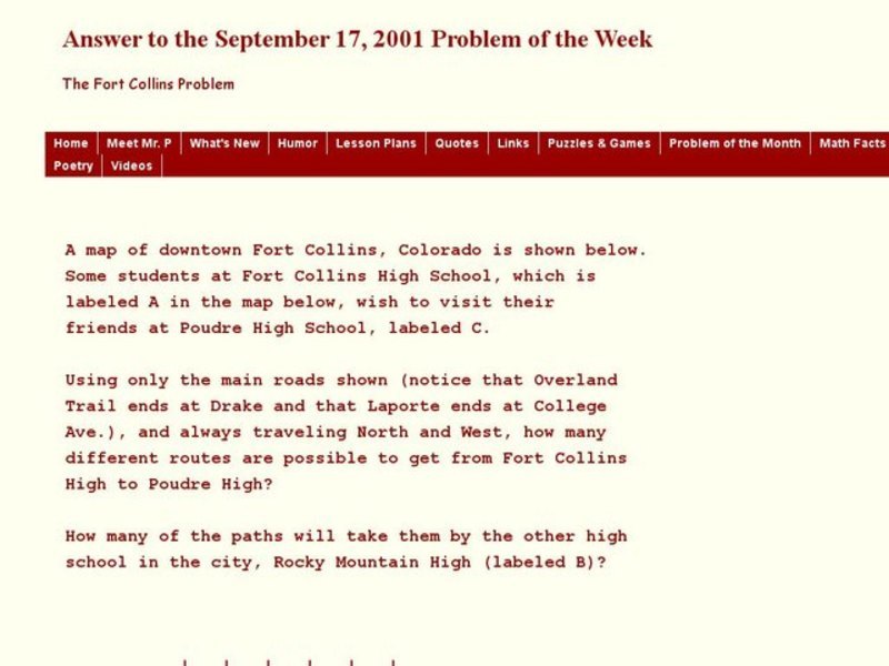 The Fort Collins Problem Worksheet