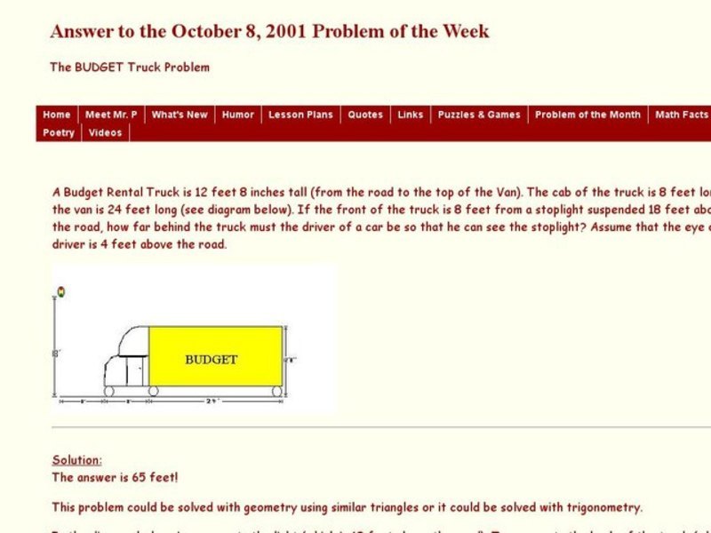 The BUDGET Truck Problem Worksheet