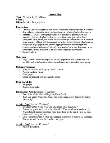 Education for Global Peace Lesson Plan