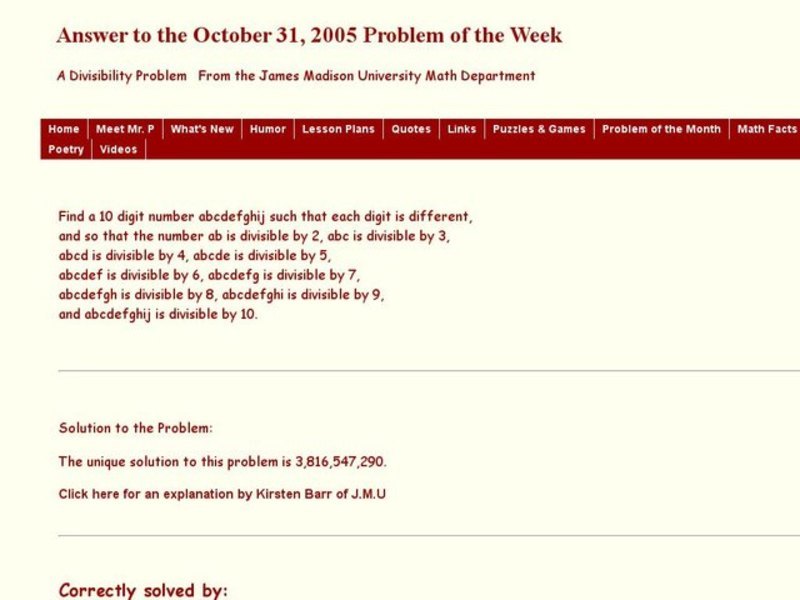 A Divisibility Problem Worksheet