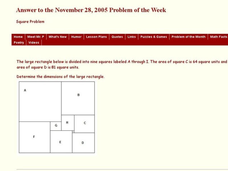 Square Problem Worksheet