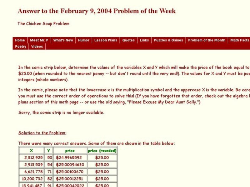 The Chicken Soup Problem Worksheet