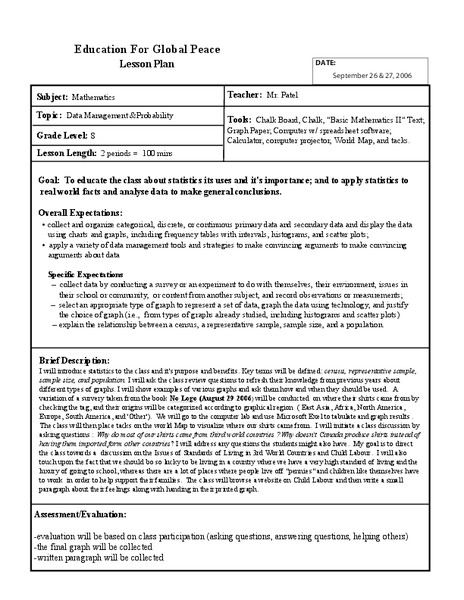Education for Global Peace Lesson Plan