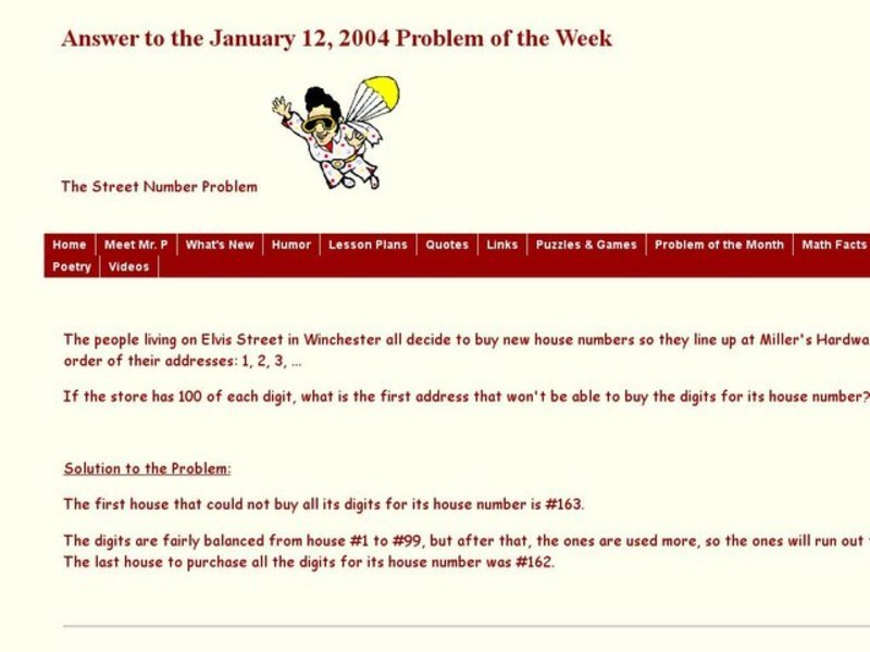 The street Number Problem Worksheet