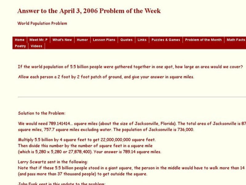 Word Population Problem Worksheet