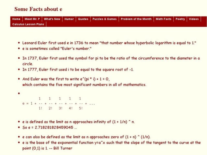 Twelve Facts About e Worksheet